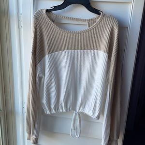 Half white half tan Hollister California sweater